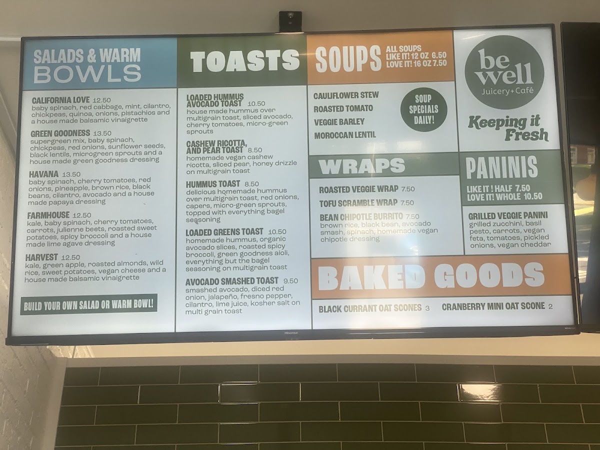 be well cafe menu board