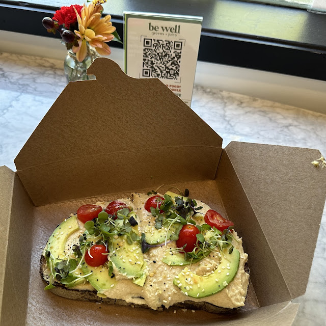 Hummus and Avocado Bagel