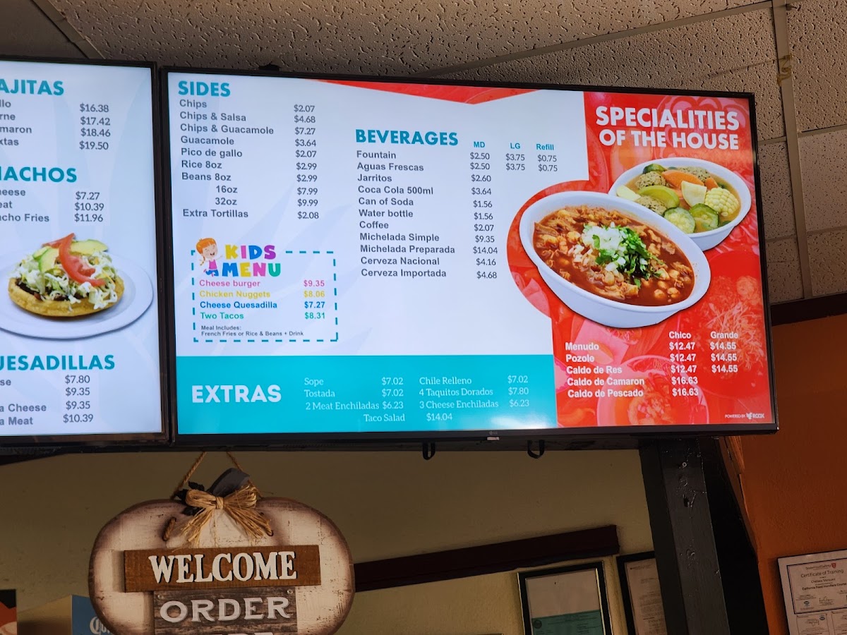 Rancho Grande menu board
