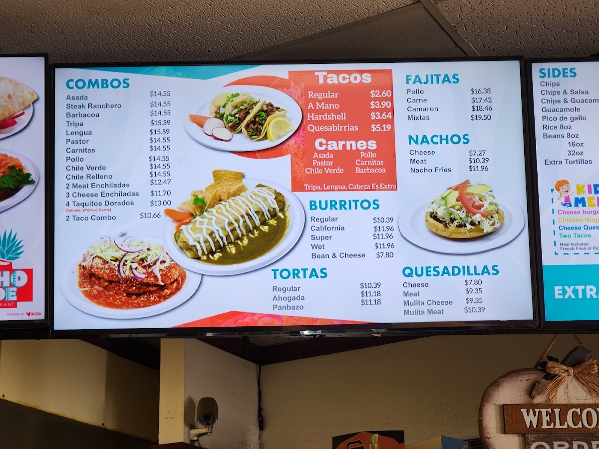 Rancho Grande menu board