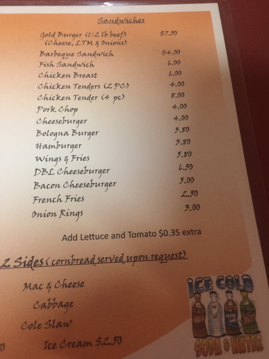 Paris Inn Restaurant menu board
