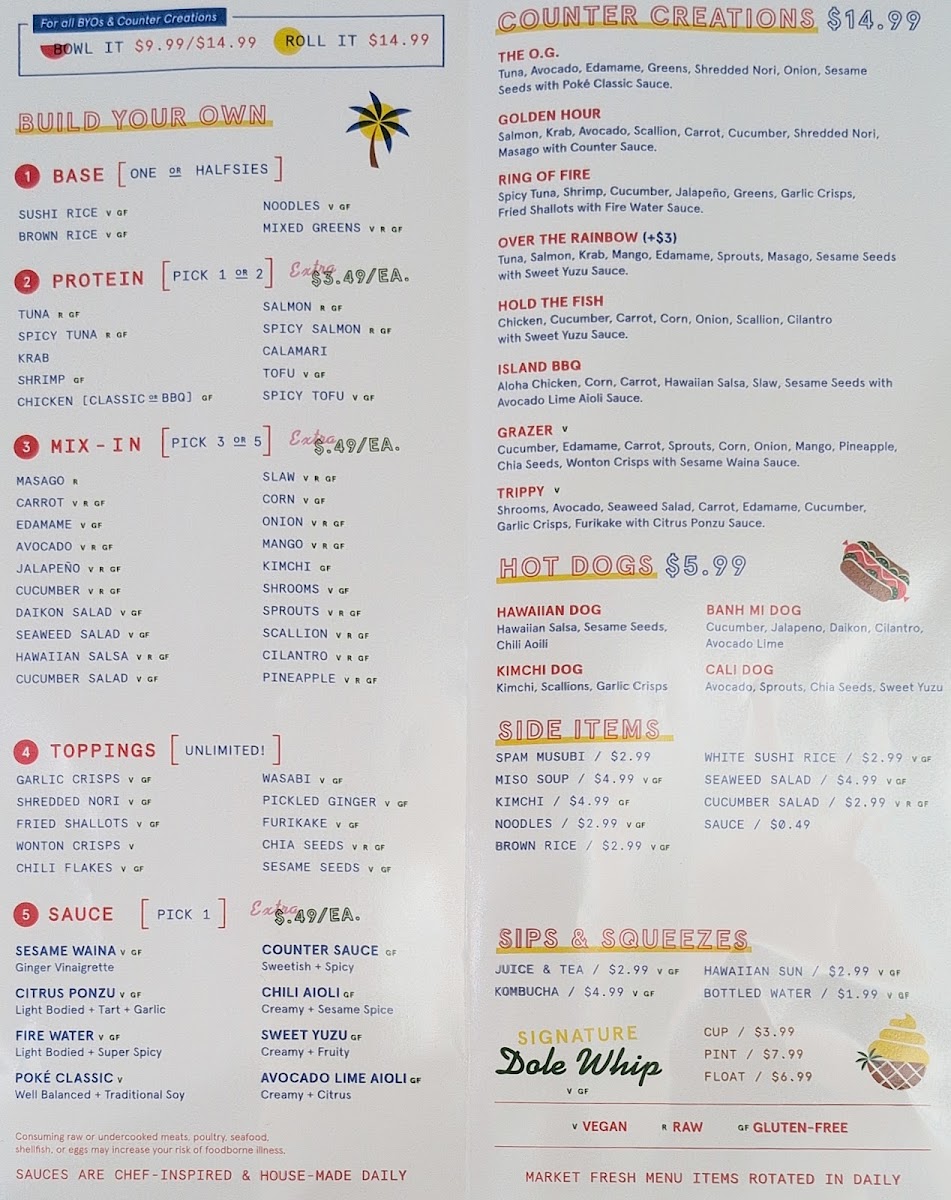 Pacific Counter - Apollo Beach menu board