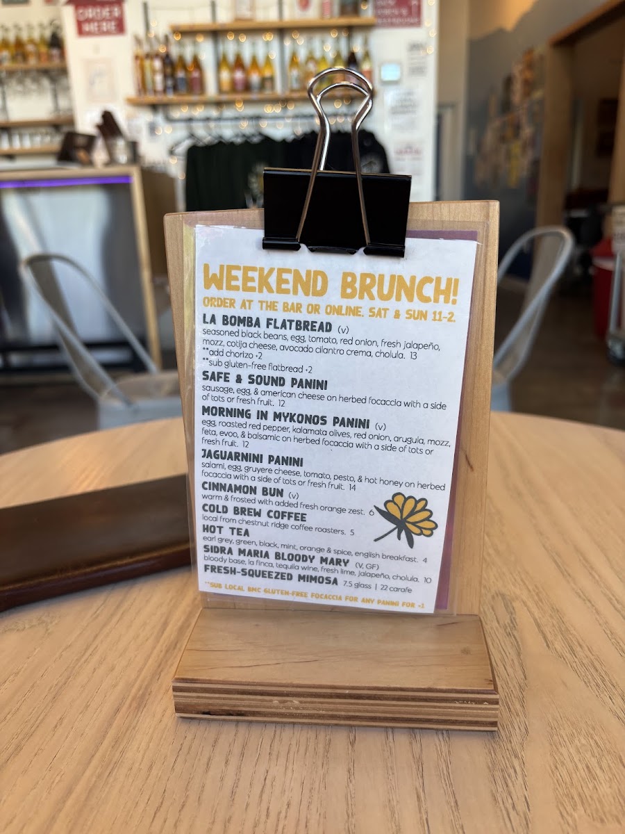 Sage Bird menu board