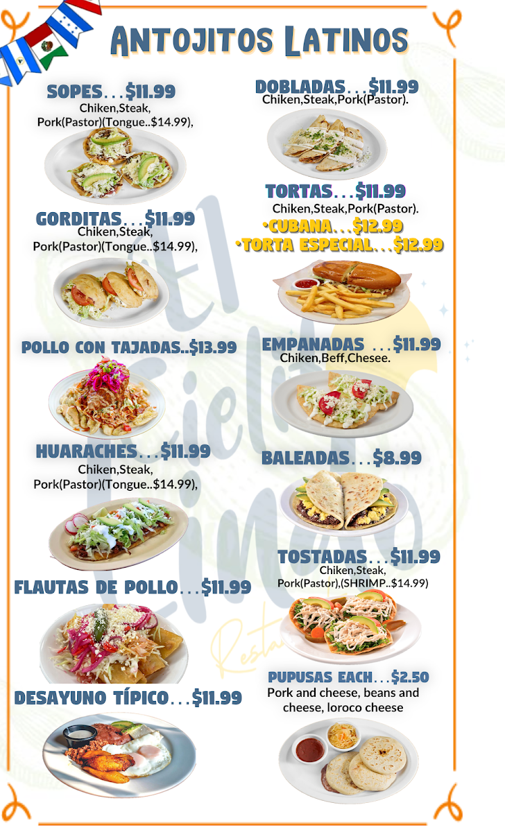El Cielito Lindo Mexican Restaurant menu board