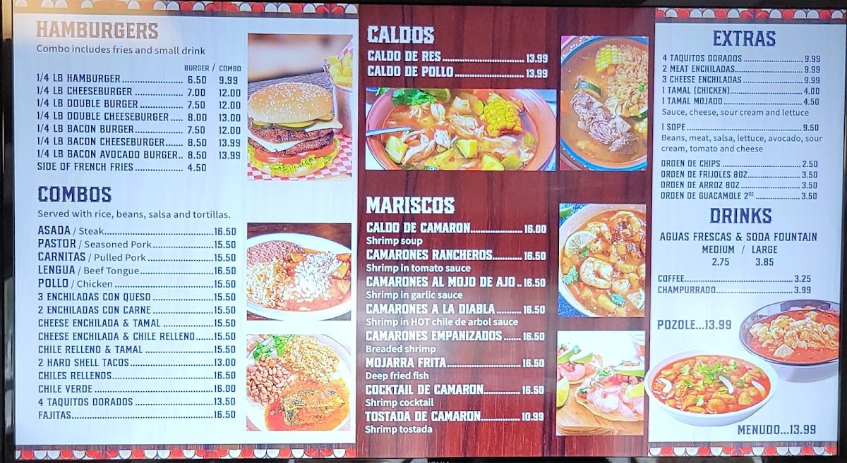 Brito's Taqueria 1 menu board
