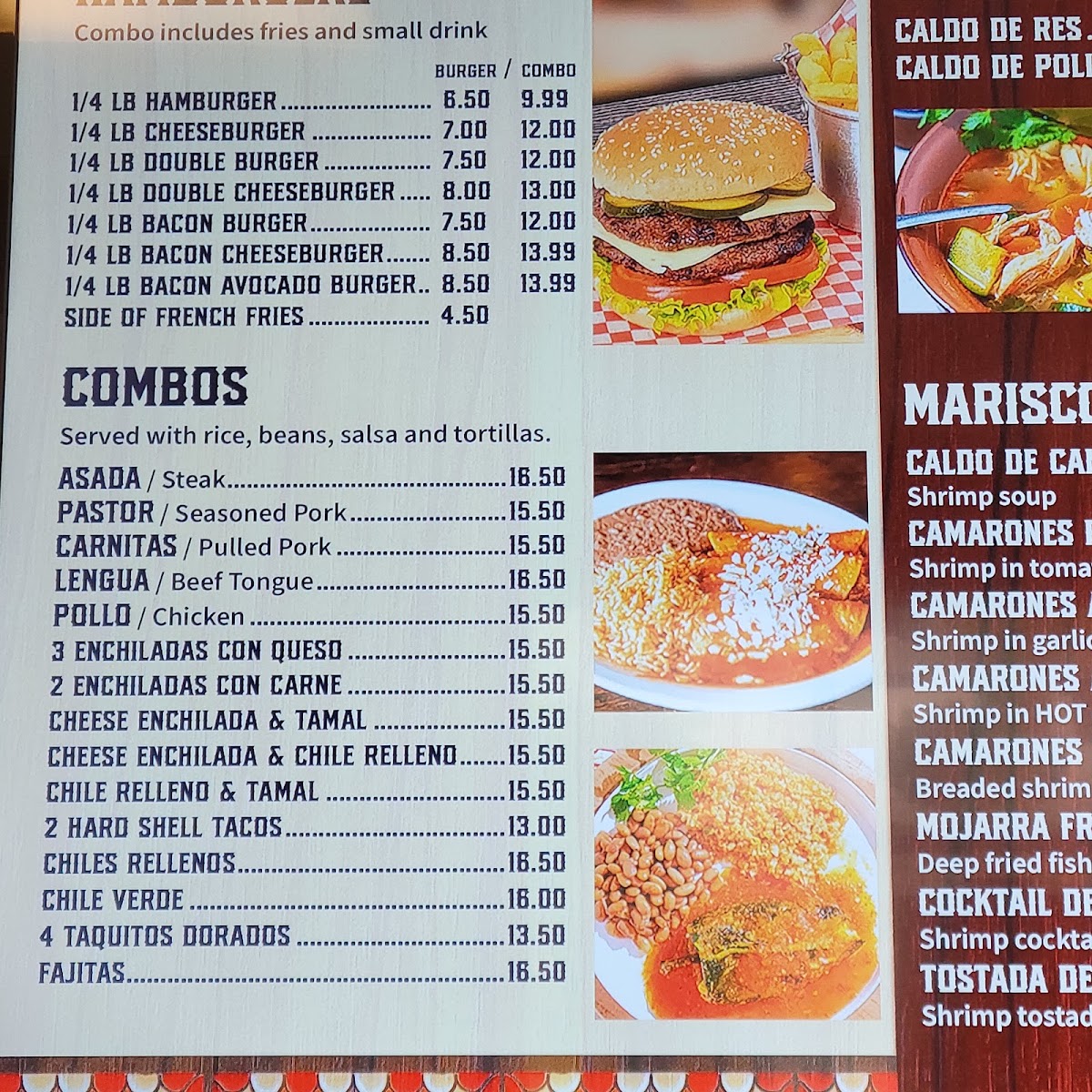 Brito's Taqueria 1 menu board