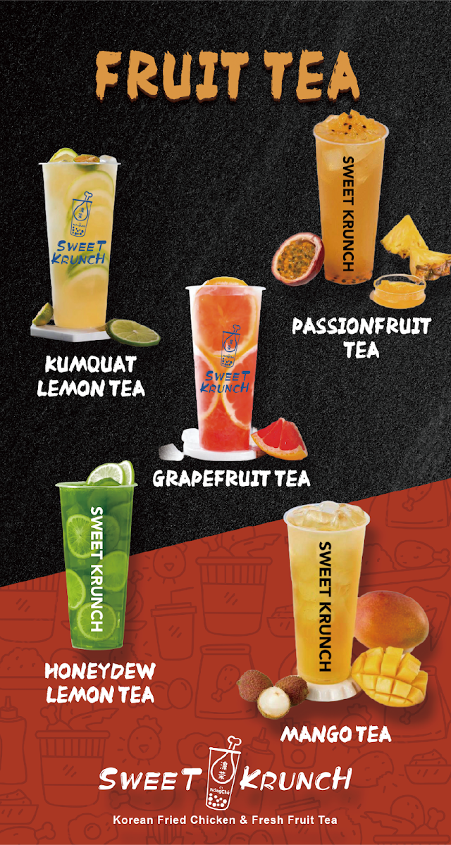 Sweet Krunch McDonough Korean Fried Chicken&Boba Tea menu board