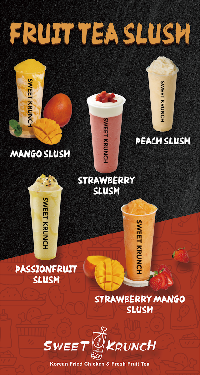 Sweet Krunch McDonough Korean Fried Chicken&Boba Tea menu board