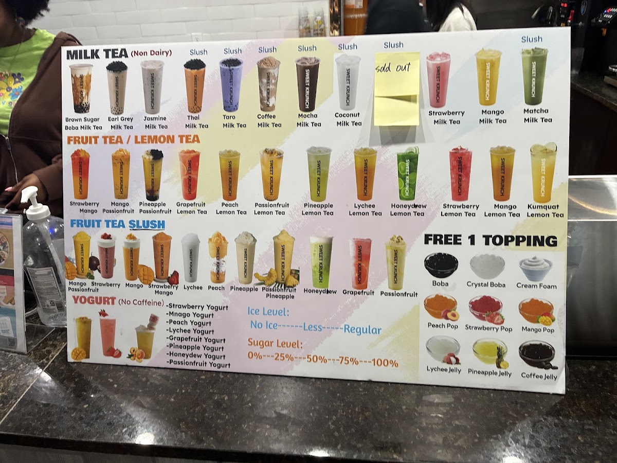 Sweet Krunch McDonough Korean Fried Chicken&Boba Tea menu board