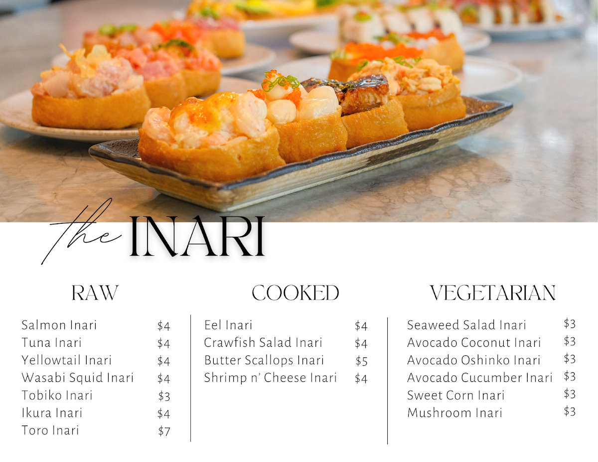 Kyo Sushi and Omakase menu board