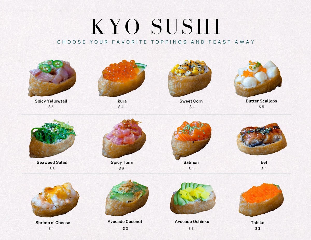 Kyo Sushi and Omakase menu board