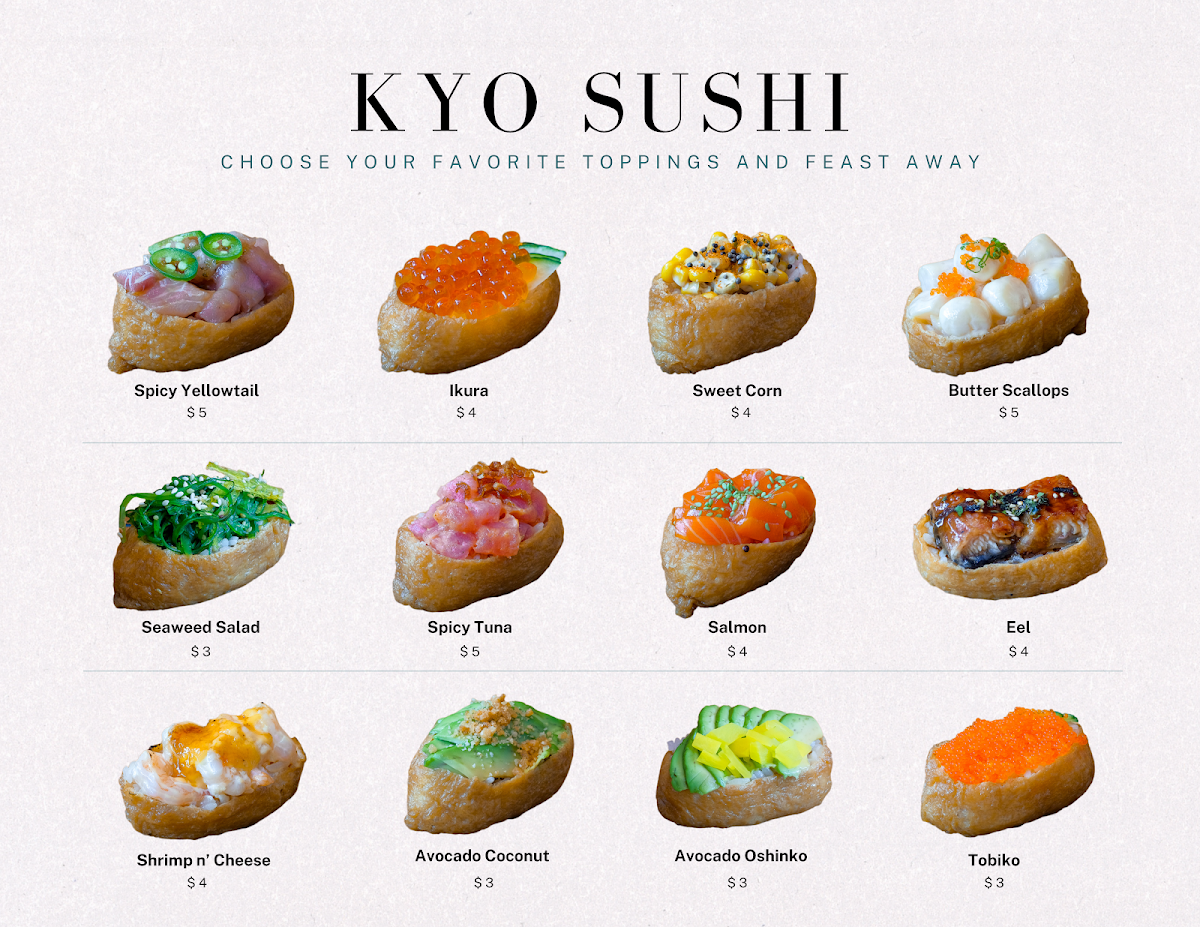 Kyo Sushi and Omakase menu board