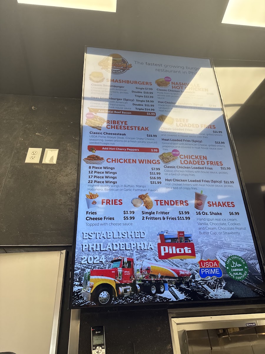 Cousin's Burger menu board