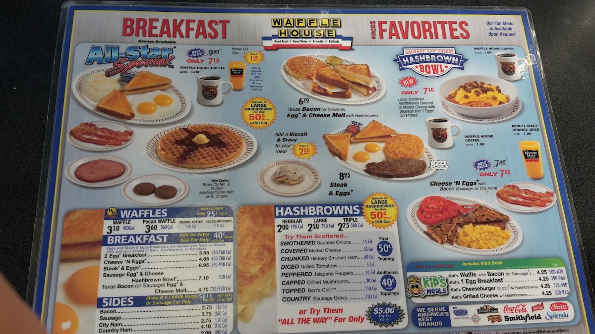 Waffle House Delivery Only menu board