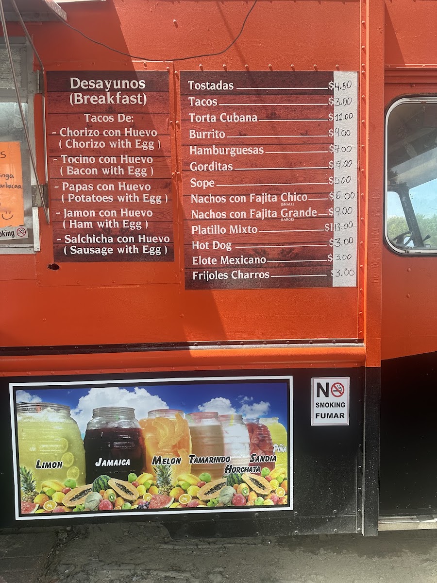 El Mejor Taco (Food Truck) menu board