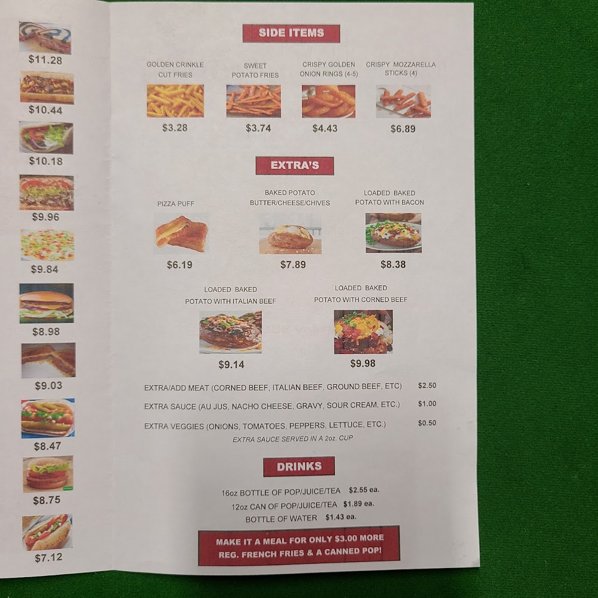 Cunningham's Grill menu board