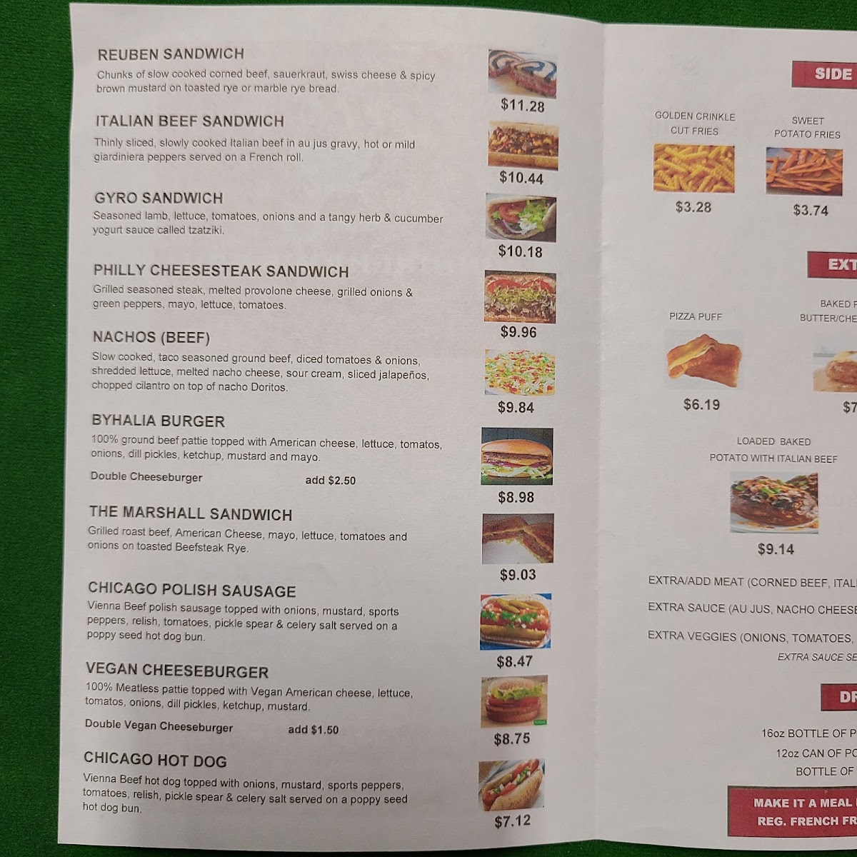 Cunningham's Grill menu board