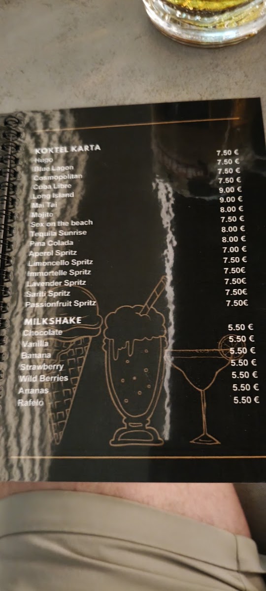 Pejo Cafe menu board