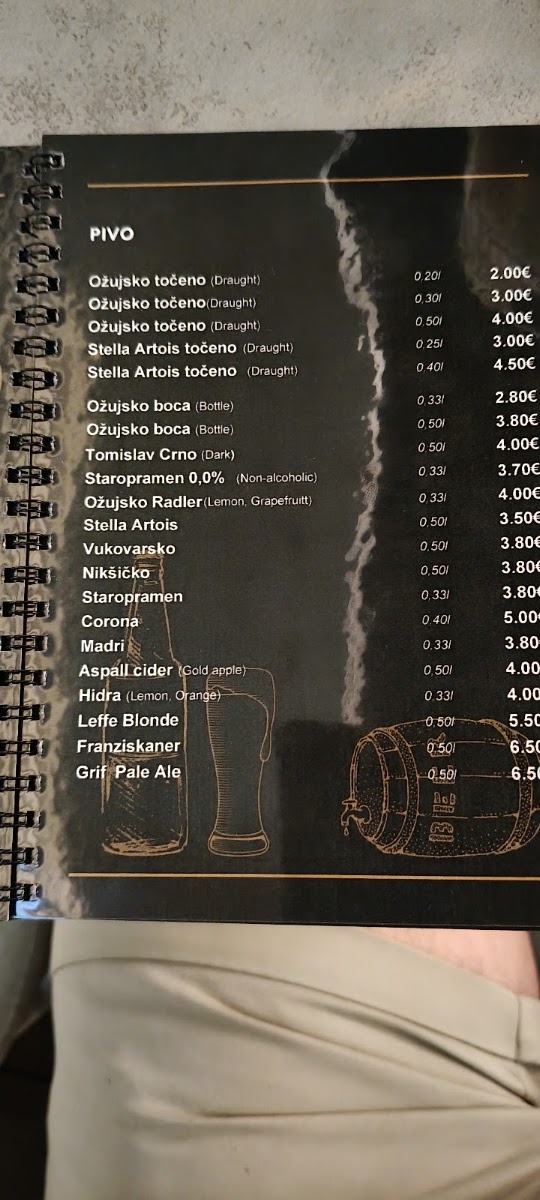 Pejo Cafe menu board
