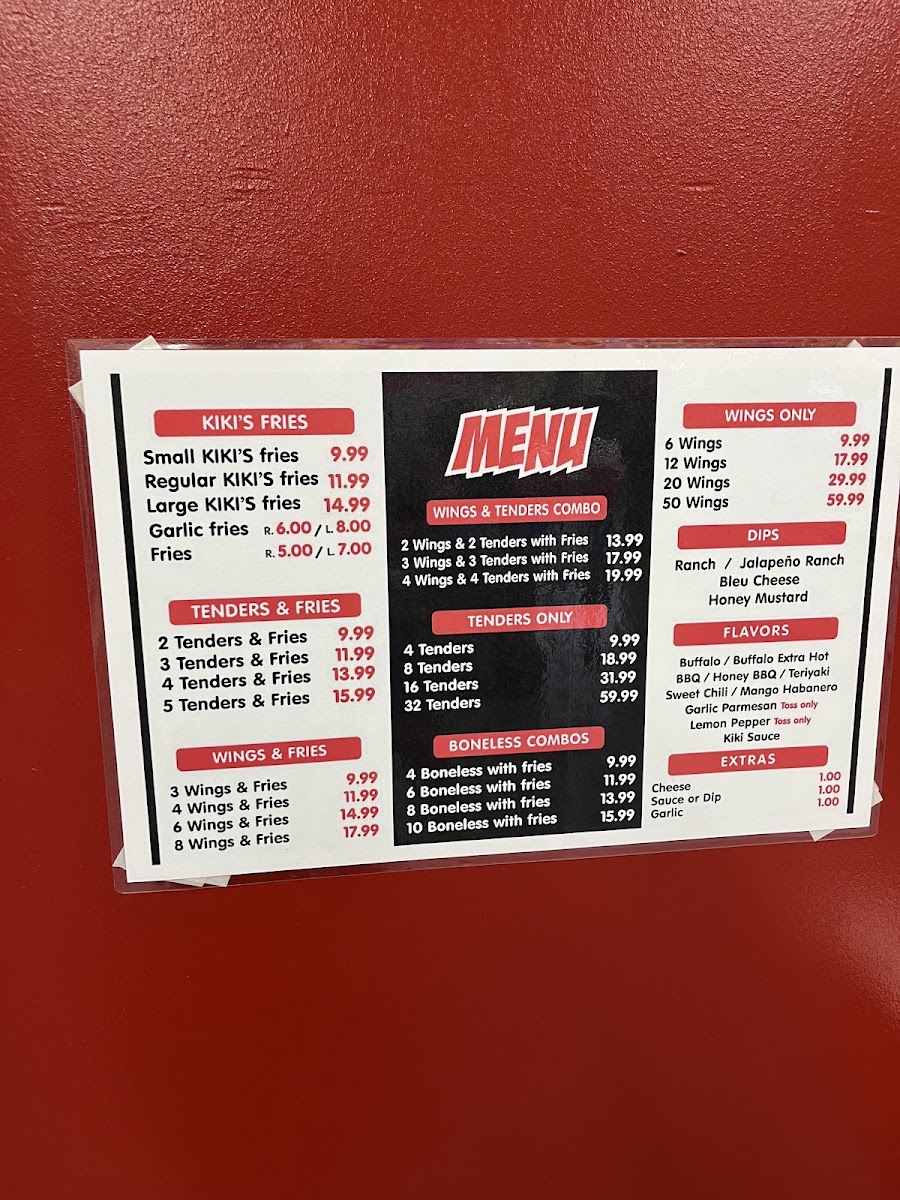 Kiki’s Chicken Place menu board