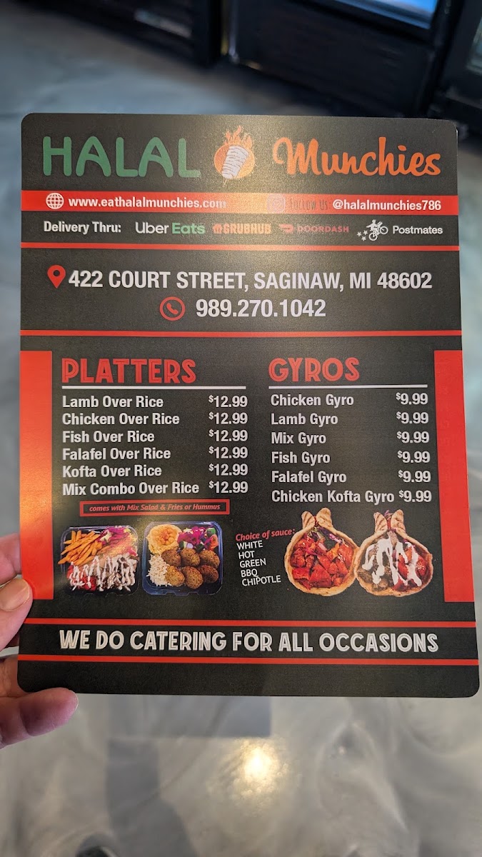 Halal Munchies menu board