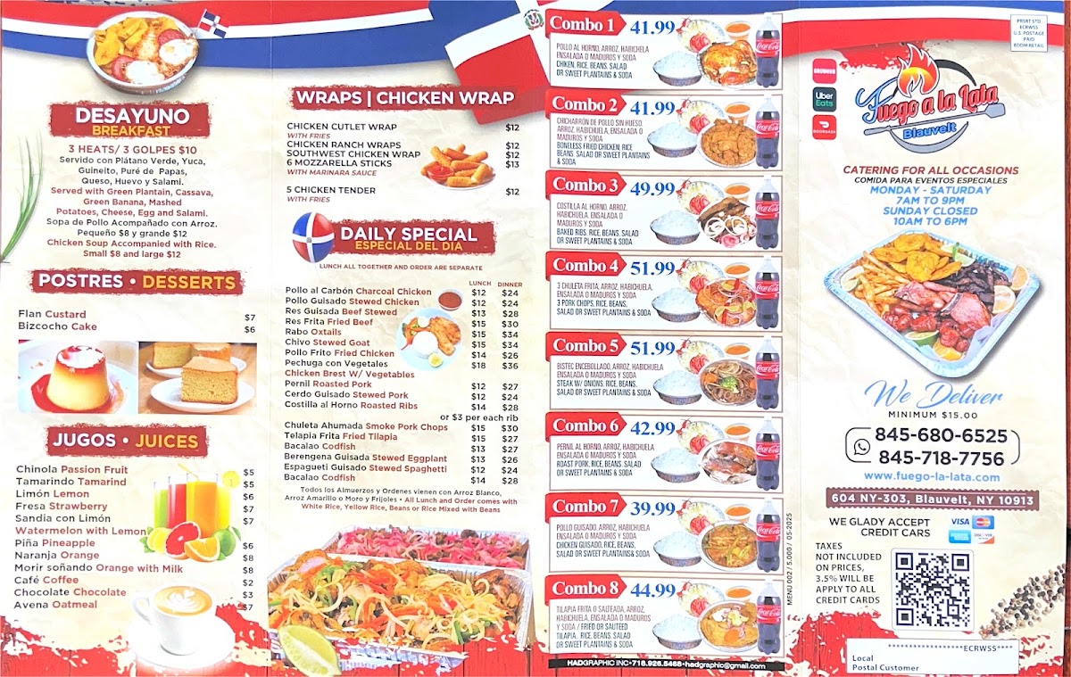 Fuego a la Lata menu board