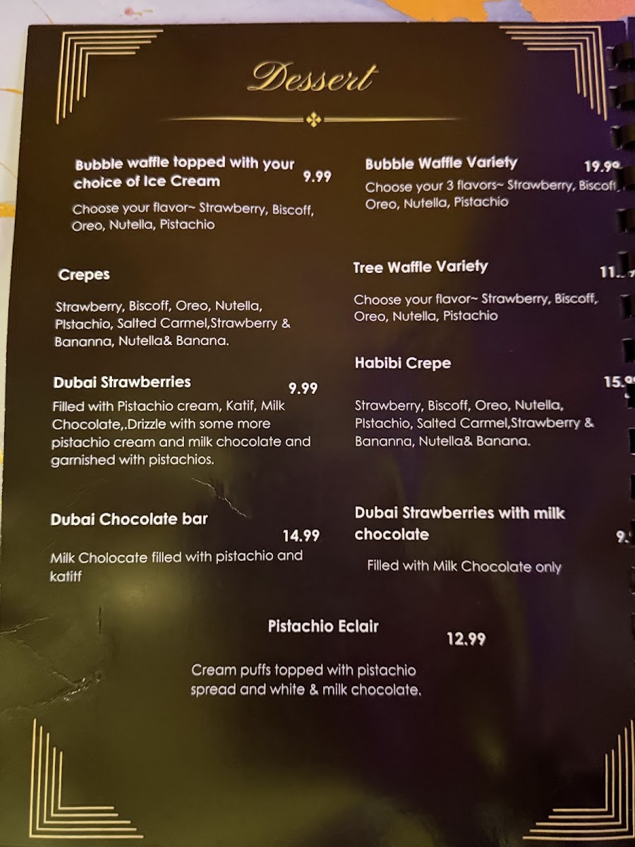 Habibi Cafe & Restaurant menu board
