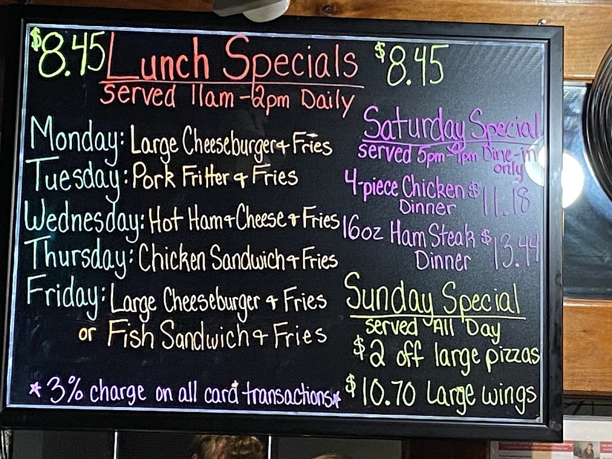 Thumser's 19th Hole menu board
