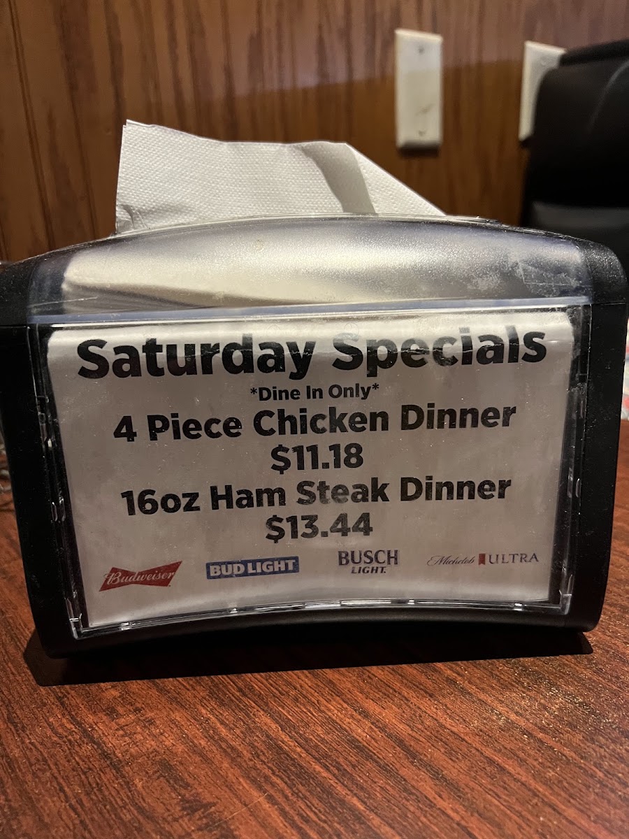 Thumser's 19th Hole menu board
