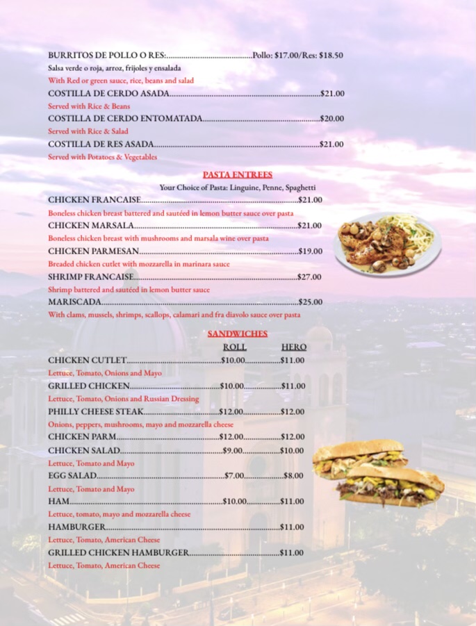 Sillon centroamericano menu board