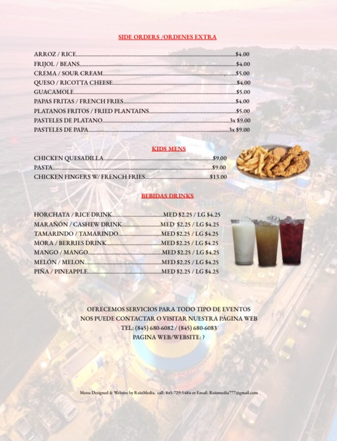 Sillon centroamericano menu board