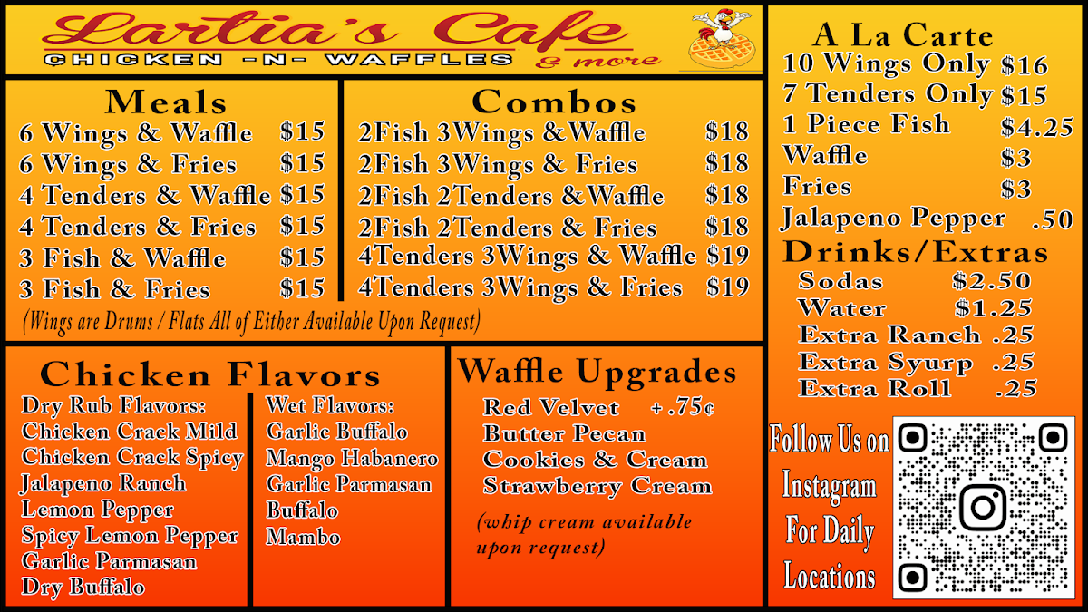 Larita's Cafe (Food Truck) menu board