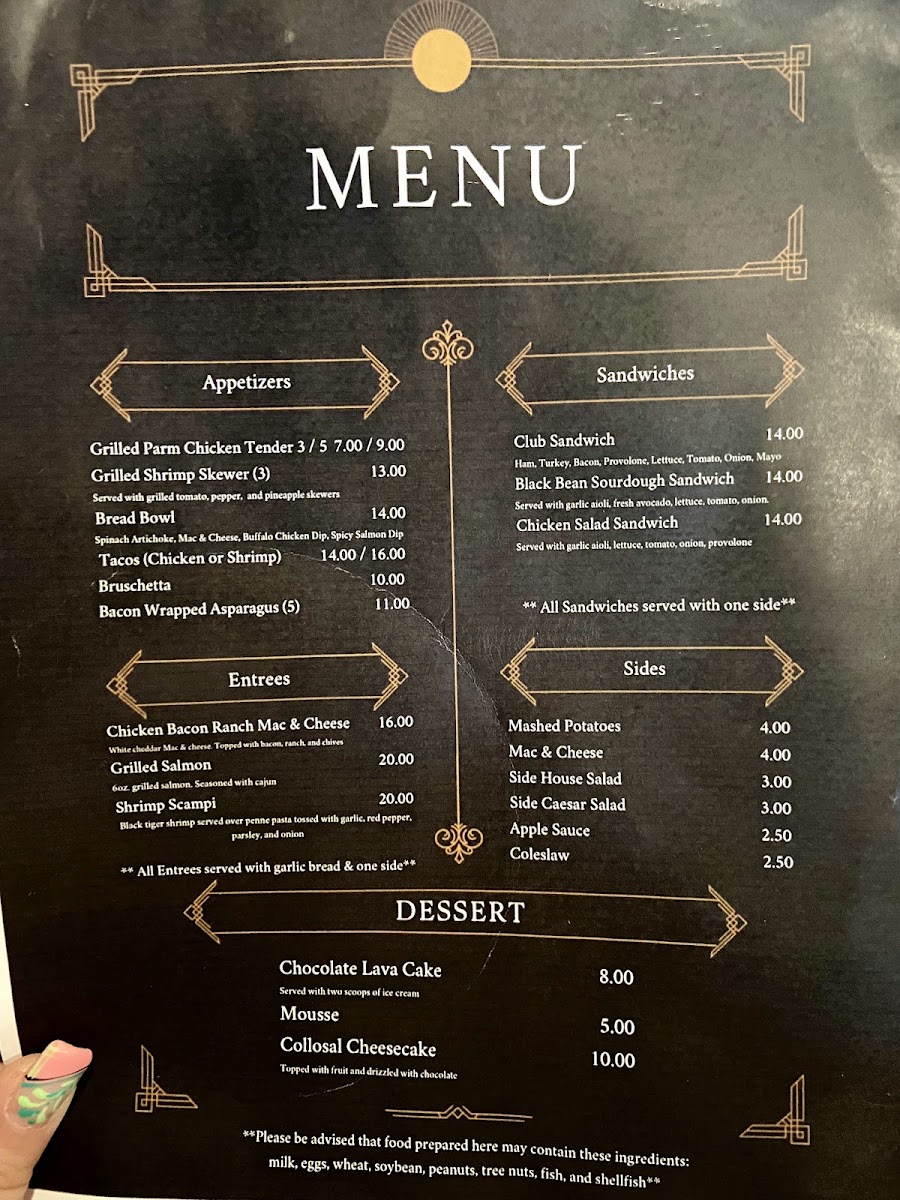 Midnights Bar and Grill menu board
