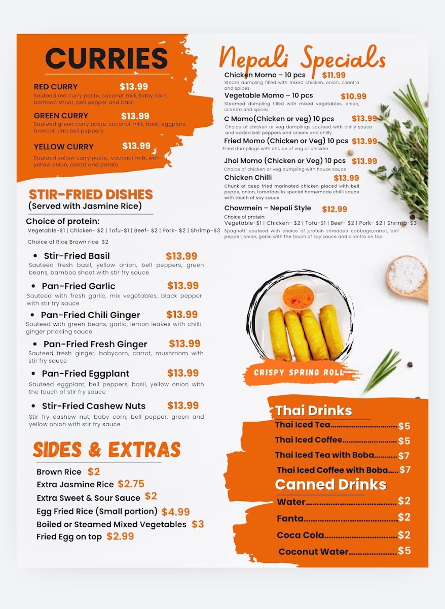 ZaepZaep Thai and Momo menu board
