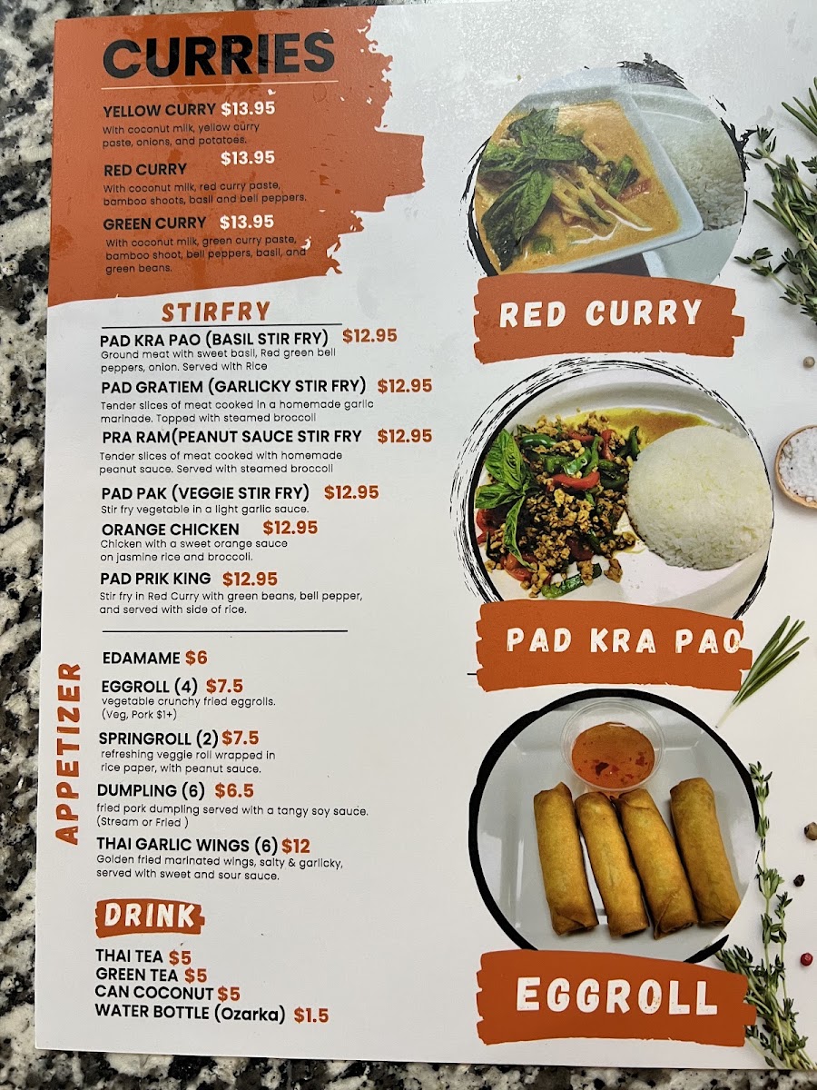 ZaepZaep Thai and Momo menu board