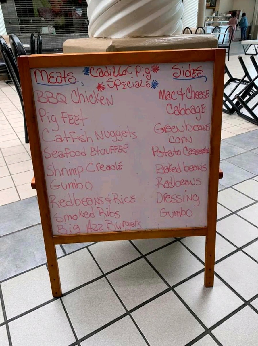 Cadillac Pig menu board