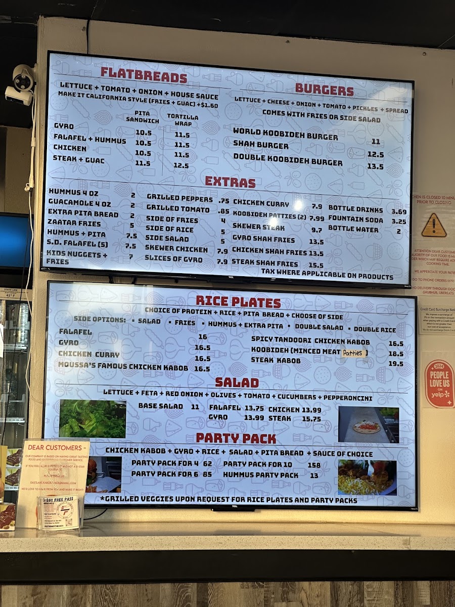 KABOB SHACK - EASTLAKE menu board