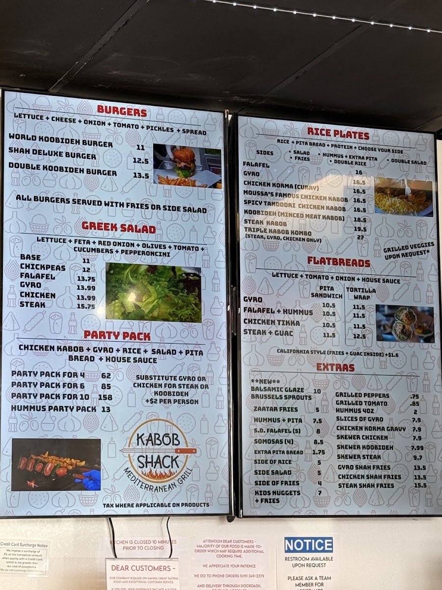KABOB SHACK - EASTLAKE menu board