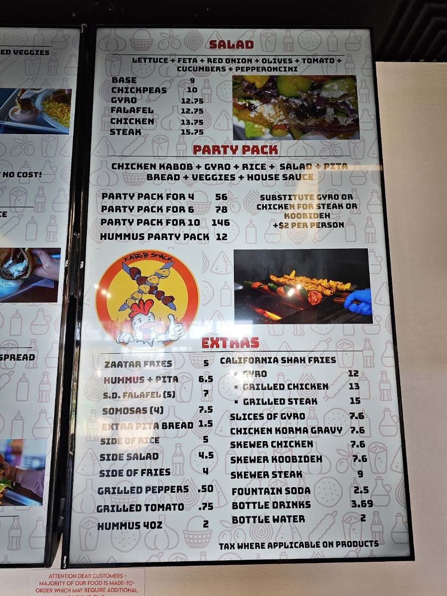 KABOB SHACK - EASTLAKE menu board