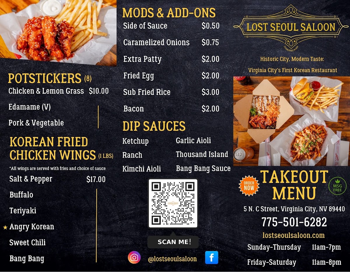 Lost Seoul Saloon menu board