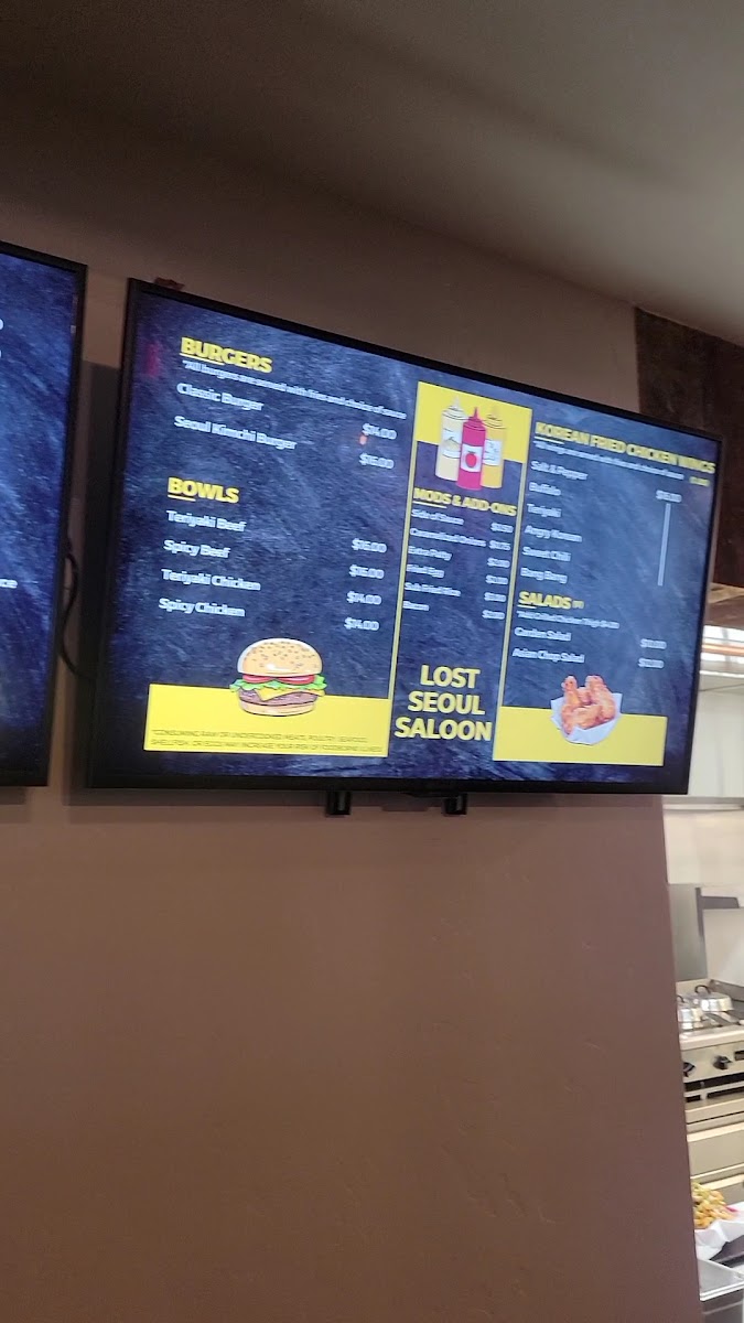 Lost Seoul Saloon menu board
