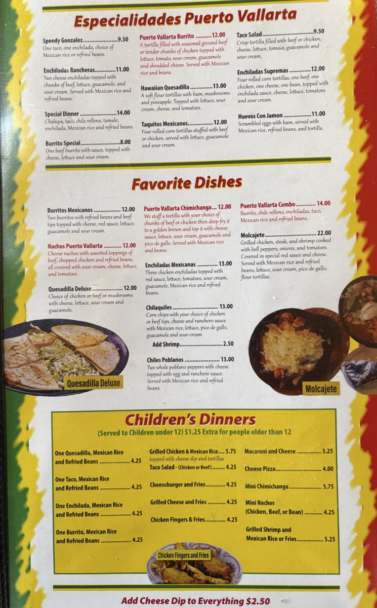 Puerto Vallarta Restaurant menu board