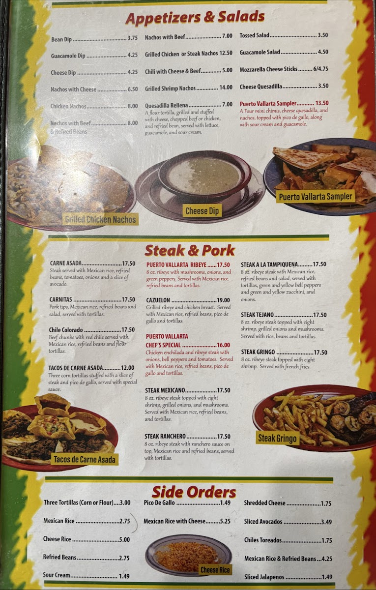 Puerto Vallarta Restaurant menu board