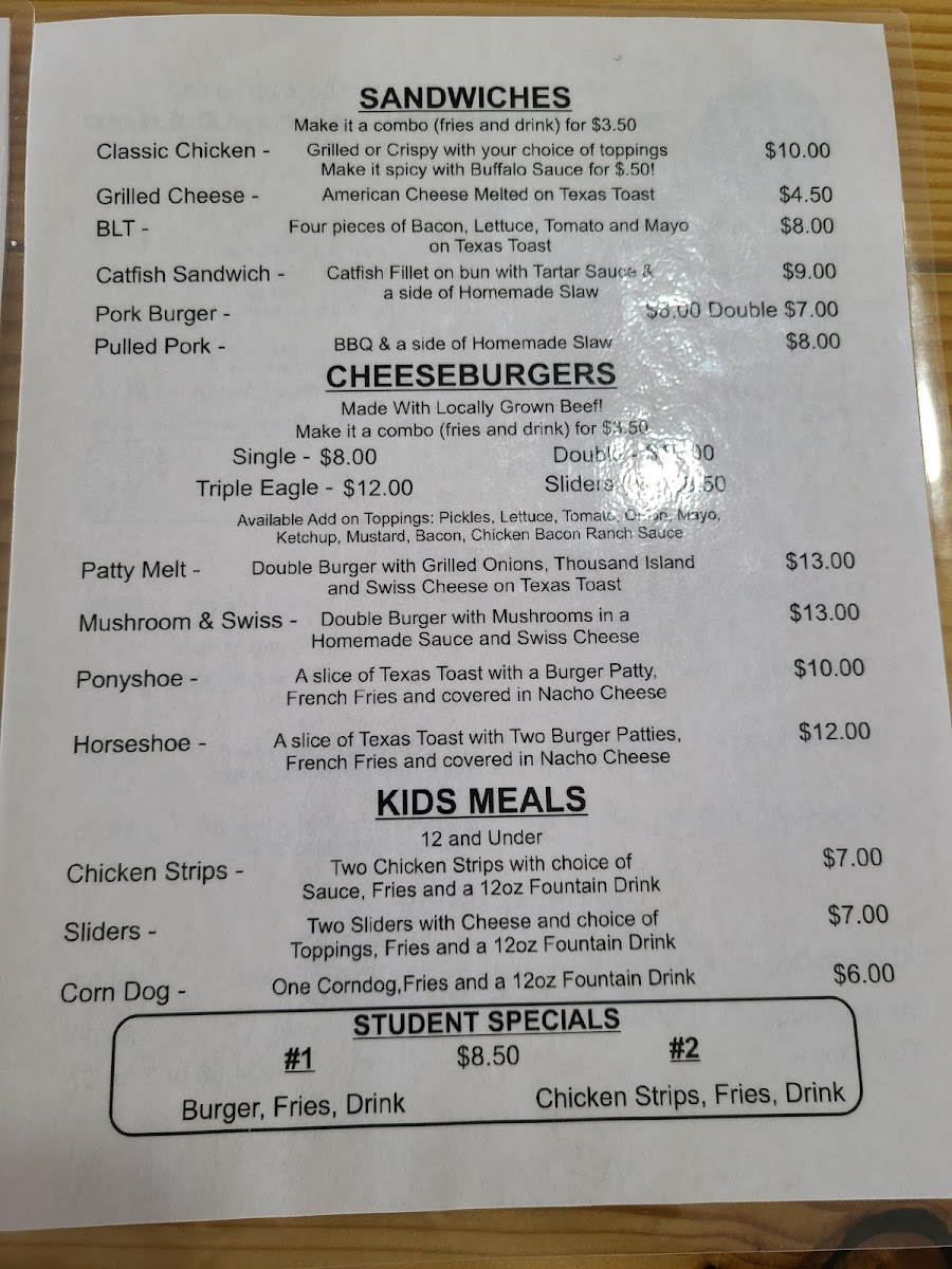 The Nest menu board