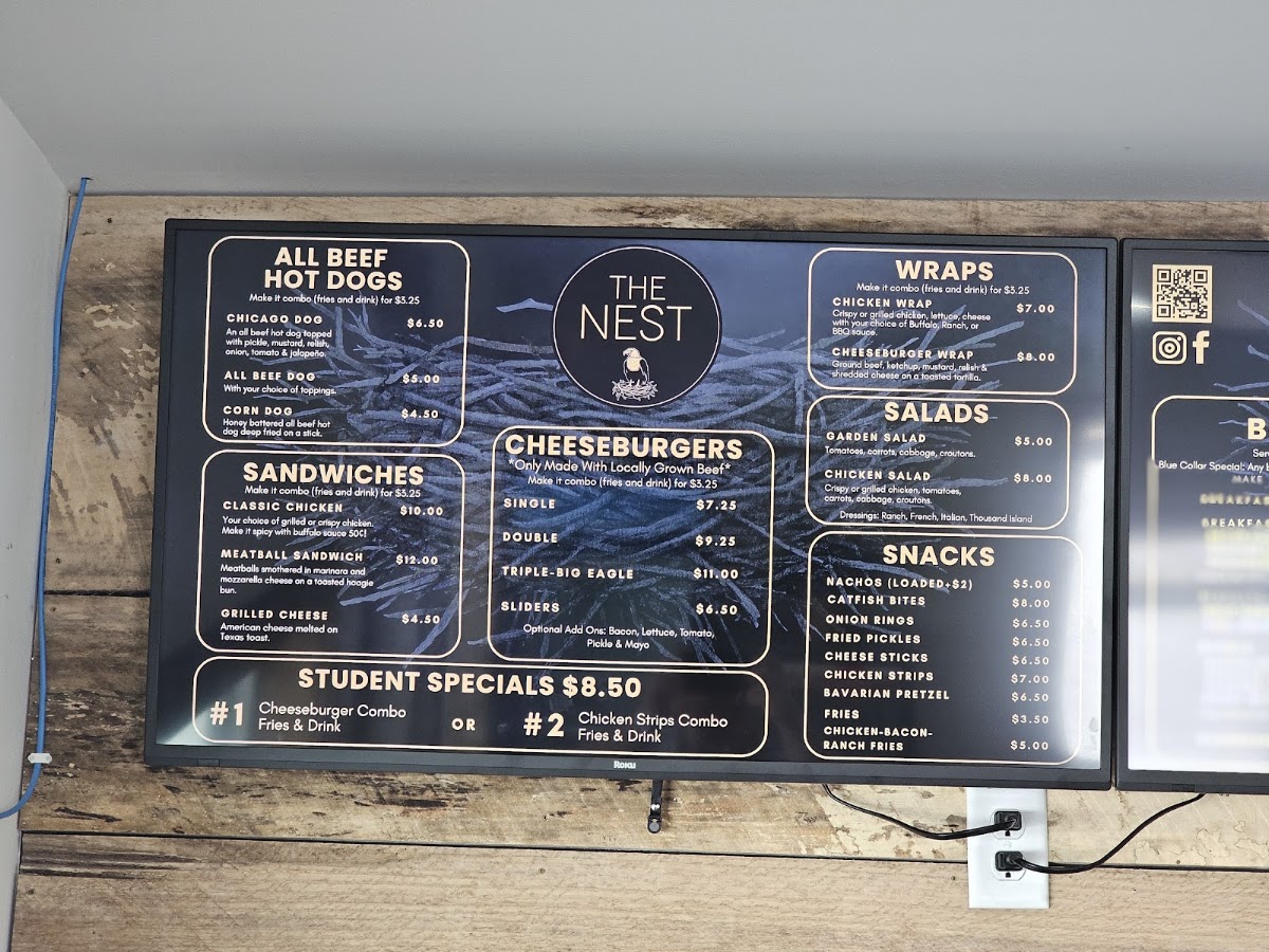 The Nest menu board