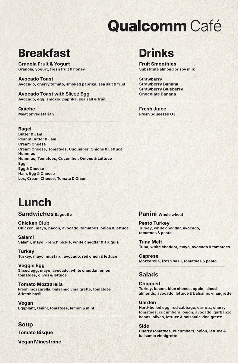 Yali’s Qualcomm Café menu board