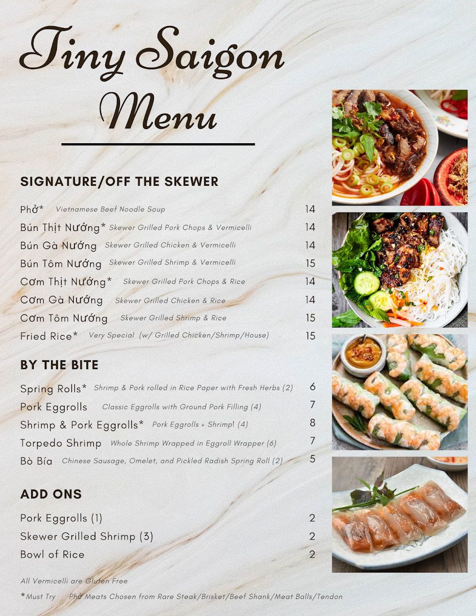 Tiny Saigon menu board