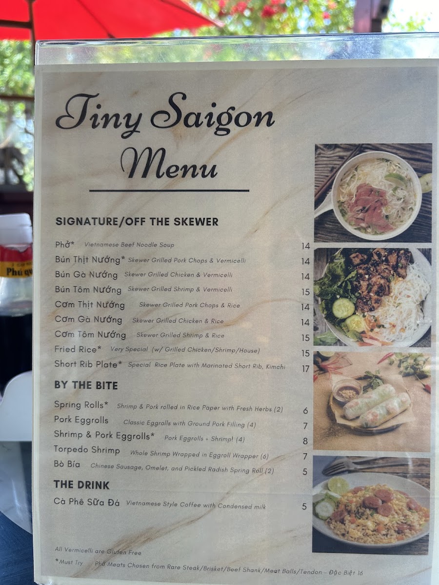 Tiny Saigon menu board