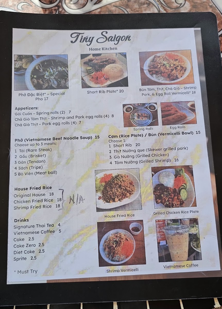 Tiny Saigon menu board