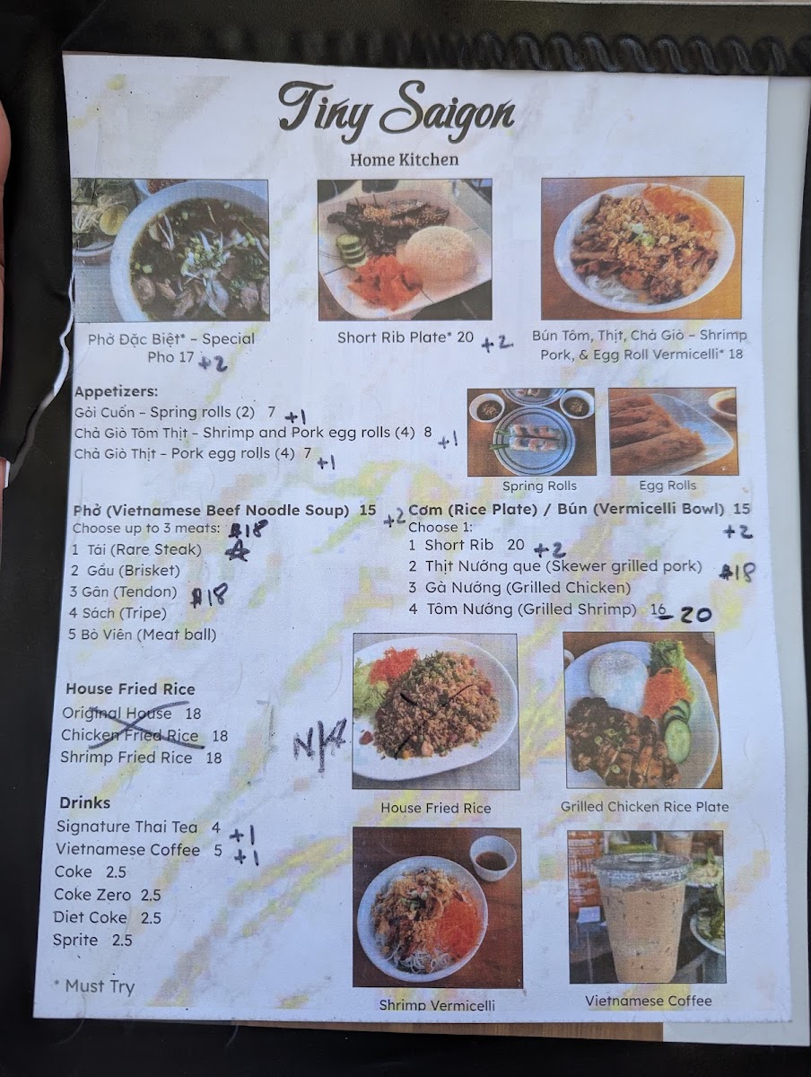 Tiny Saigon menu board